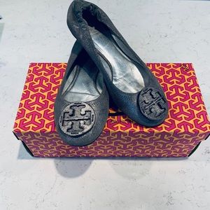 Tory Burch pewter ballet flats